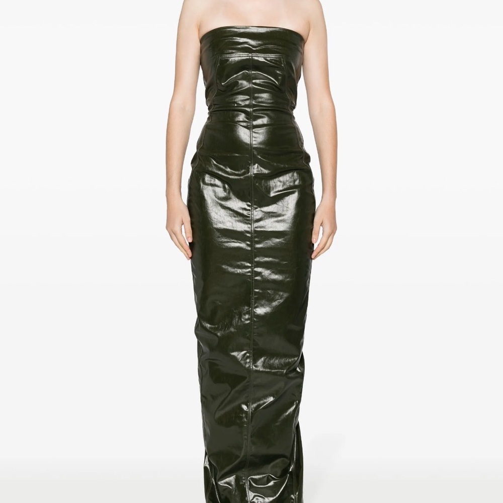 Rick Owens Bustier-Style Ruched Gown